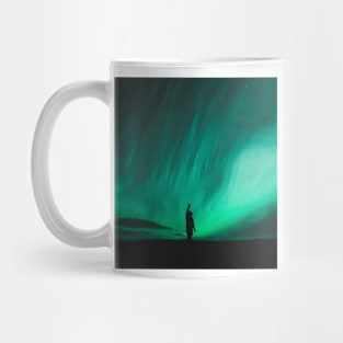 Man Watching The Northern Lights in Iceland Mug